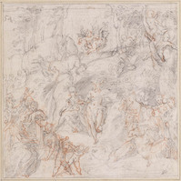 I 004
<br/>
Helikon: Apollo en Minerva met Muzen en een dichter
<br/>
<em>Zuccaro, Federico (1540/41-1609)</em>